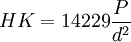 HK=14229{\frac  {P}{d^{2}}}