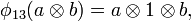 \phi _{{13}}(a\otimes b)=a\otimes 1\otimes b,