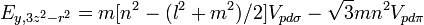 E_{{y,3z^{2}-r^{2}}}=m[n^{2}-(l^{2}+m^{2})/2]V_{{pd\sigma }}-{\sqrt  {3}}mn^{2}V_{{pd\pi }}