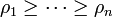 \rho _{1}\geq \cdots \geq \rho _{n}\,