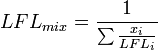 LFL_{{mix}}={\frac  {1}{\sum {\frac  {x_{{i}}}{LFL_{{i}}}}}}