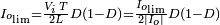 \scriptstyle I_{{o_{{{\text{lim}}}}}}={\frac  {V_{i}\,T}{2L}}D\left(1-D\right)={\frac  {I_{{o_{{{\text{lim}}}}}}}{2\left|I_{o}\right|}}D\left(1-D\right)