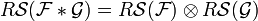 R{\mathcal  S}({\mathcal  F}\ast {\mathcal  G})=R{\mathcal  S}({\mathcal  F})\otimes R{\mathcal  S}({\mathcal  G})