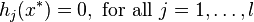 h_{j}(x^{*})=0,{\mbox{ for all }}j=1,\ldots ,l\,\!