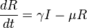 {\frac  {dR}{dt}}=\gamma I-\mu R