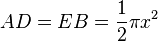 AD=EB={\frac  {1}{2}}\pi x^{2}