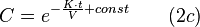 C=e^{{-{\frac  {K\cdot t}{V}}+const}}\qquad (2c)