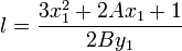 l={\frac  {3x_{1}^{2}+2Ax_{1}+1}{2By_{1}}}