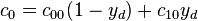 \ c_{0}=c_{{00}}(1-y_{d})+c_{{10}}y_{d}