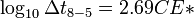 \log _{{10}}\Delta t_{{8-5}}=2.69CE*