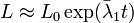 L\approx L_{0}\exp({\bar  \lambda }_{1}t)