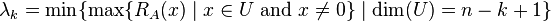 \lambda _{k}=\min\{\max\{R_{A}(x)\mid x\in U{\text{ and }}x\neq 0\}\mid \dim(U)=n-k+1\}