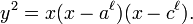 y^{2}=x(x-a^{\ell })(x-c^{\ell }).\ 