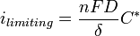 i_{{limiting}}={\frac  {nFD}{\delta }}C^{*}