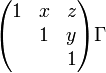 {\begin{pmatrix}1&x&z\\&1&y\\&&1\end{pmatrix}}\Gamma 