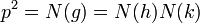 p^{2}=N(g)=N(h)N(k)