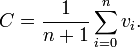 C={\frac  {1}{n+1}}\sum _{{i=0}}^{n}v_{i}.