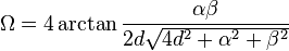 \Omega =4\arctan {\frac  {\alpha \beta }{2d{\sqrt  {4d^{2}+\alpha ^{2}+\beta ^{2}}}}}