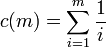 c(m)=\sum _{{i=1}}^{m}{\frac  {1}{i}}