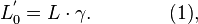 L_{{0}}^{{'}}=L\cdot \gamma .\qquad \qquad {\text{(1)}},