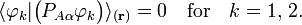 \langle {\varphi _{k}}|{\big (}P_{{A\alpha }}\varphi _{k}{\big )}\rangle _{{({\mathbf  {r}})}}=0\quad {\textrm  {for}}\quad k=1,\,2.