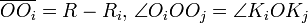 \overline {OO_{i}}=R-R_{i},\,\angle O_{i}OO_{j}=\angle K_{i}OK_{j}