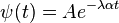 \psi (t)=Ae^{{-\lambda \alpha t}}\ 