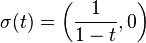 \sigma (t)=\left({\frac  {1}{1-t}},0\right)