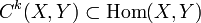 C^{k}(X,Y)\subset {\mbox{Hom}}(X,Y)\,