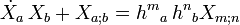 {\dot  {X}}_{a}\,X_{b}+X_{{a;b}}={h^{m}}_{a}\,{h^{n}}_{b}X_{{m;n}}