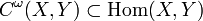 C^{\omega }(X,Y)\subset {\mbox{Hom}}(X,Y)