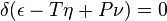 \displaystyle \delta (\epsilon -T\eta +P\nu )=0