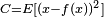 \scriptstyle C=E[(x-f(x))^{2}]