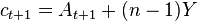 c_{{t+1}}=A_{{t+1}}+(n-1)Y