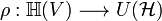 \rho :{\mathbb  H}(V)\longrightarrow U({\mathcal  H})