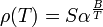 \operatorname {\rho }(T)=S\alpha ^{{{\frac  {B}{T}}}}