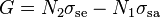 ~G=N_{2}\sigma _{{{\rm {se}}}}-N_{1}\sigma _{{{\rm {sa}}}}~