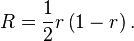 R={\frac  {1}{2}}r\left(1-r\right).