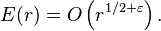 E(r)=O\left(r^{{1/2+\varepsilon }}\right).