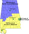 Map of Girl Scout Councils in Alabama