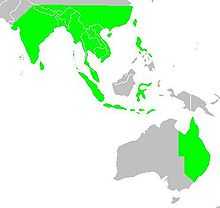 Map showing the breeding areas in Asia and Oceania