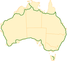 Map of Australia's Highway 1