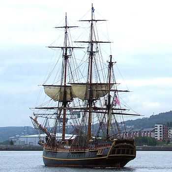 Bounty leaving Greenock, Scotland