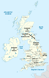 Map of the British Isles in the tenth century