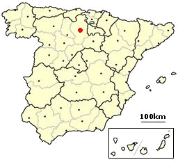 Map shows the location of Burgos in Spain.