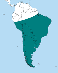 Map showing range of the Southern Crested Caracara