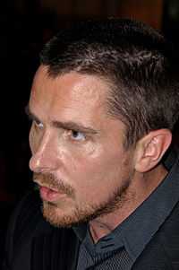 Close-up of Christian Bale's face.