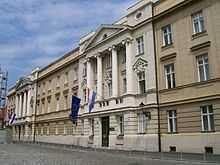 Facade of a three-floor building