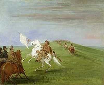 Comanches meeting the U.S. dragoons near the Wichita Mountains in 1835 by George Catlin.