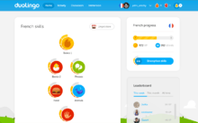 "A screen-shot from the English to French Duolingo